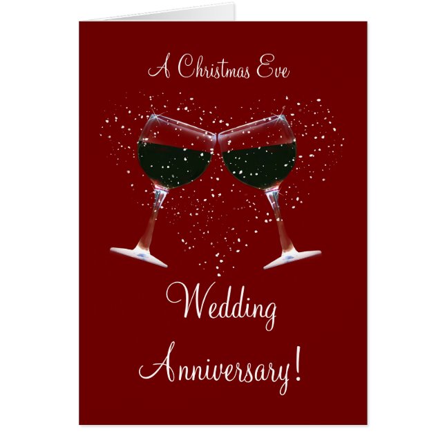 Wine Wedding Anniversary on Xmas Eve Card