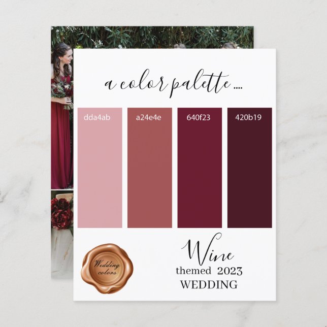Wine Wedding colours Palette Card 2023 (Front/Back)