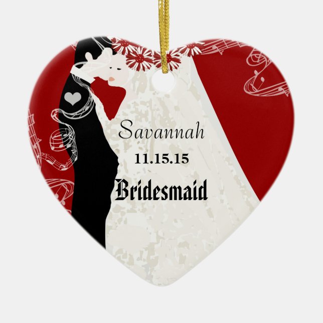 Wine Wedding Gown Bridesmaid Christmas Ornament (Front)