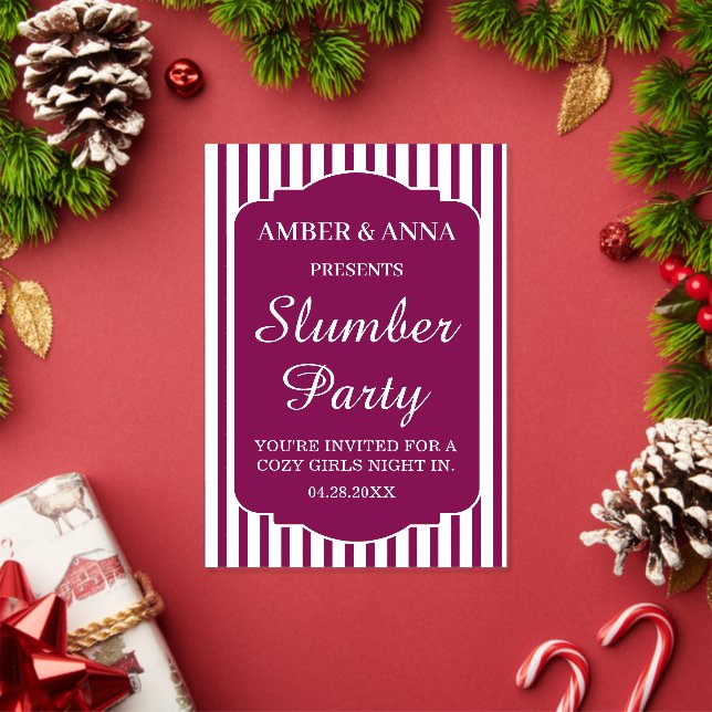 WINE WHITE PEROSNALIZED NAME SLUMBER PARTY ACRYLIC INVITATIONS (Insitu (Holiday))