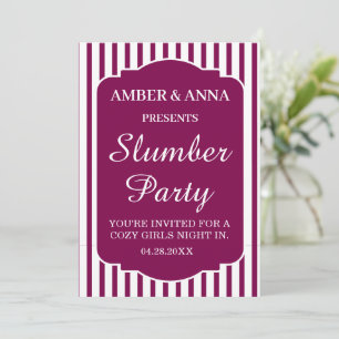 WINE WHITE PEROSNALIZED NAME SLUMBER PARTY INVITATION