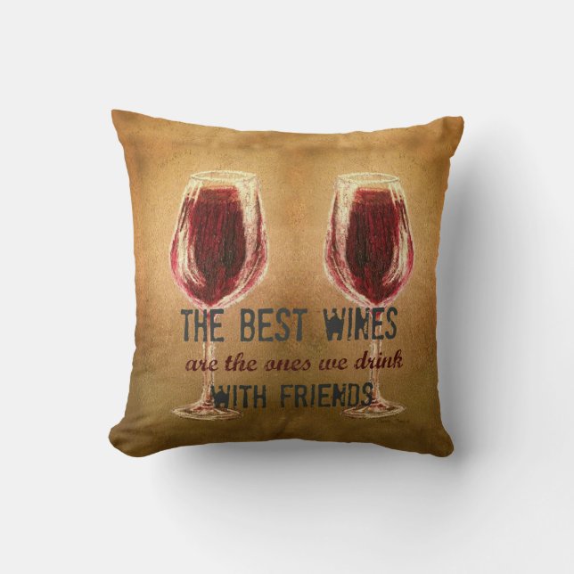 Wine with Friends Pillow (Front)