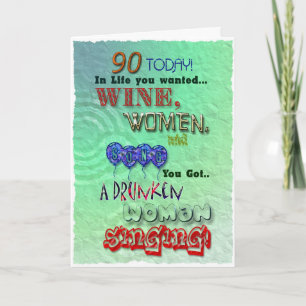 Wine women and song card