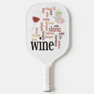 Wine Word Cloud Design Pickleball Paddle