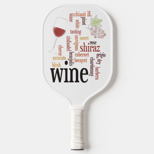 Wine Word Cloud Design Pickleball Paddle (Front)