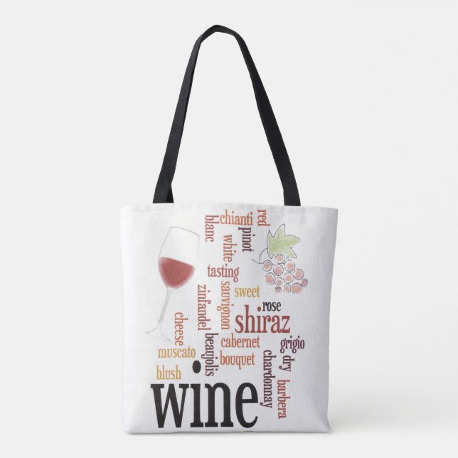 Wine Word Cloud Design Tote Bag (Back)
