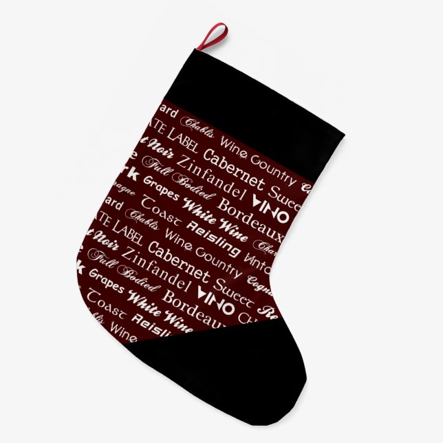 WINE WORDS LARGE CHRISTMAS STOCKING (Front (Hanging))