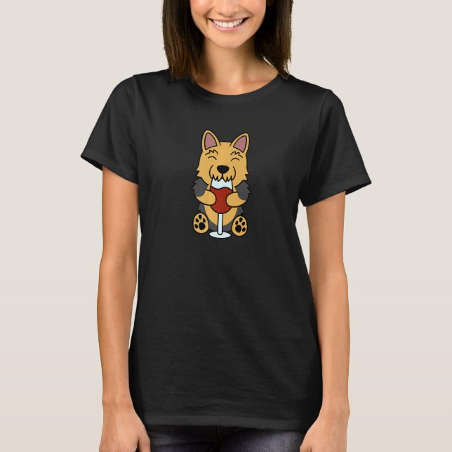 Wine  Yorkshire Terrier Dog T-Shirt (Front)