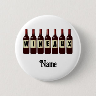 Wineaux Red Wine Bottles Lined Up Customised 6 Cm Round Badge