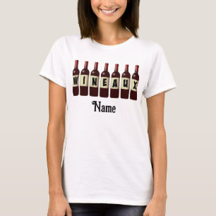 Wineaux Red Wine Bottles Lined Up Customized T-Shirt