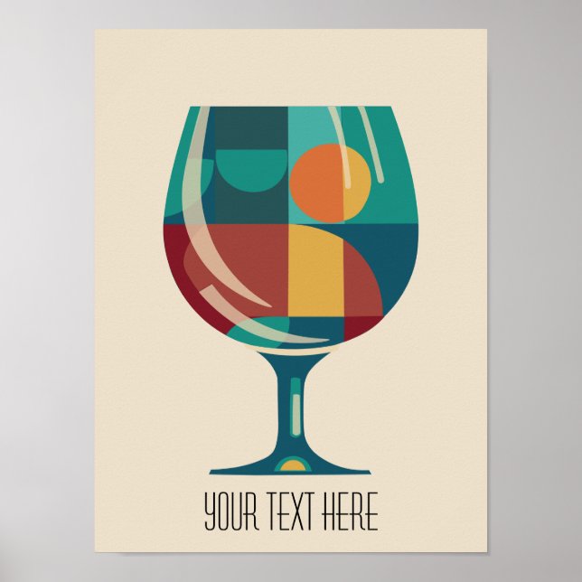 Wineglass Mid Century Modern Poster - Customisable (Front)