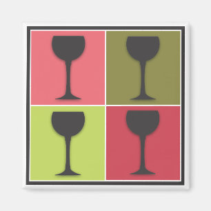 Wineglass Pop Art Wine Themed Retro Magnet
