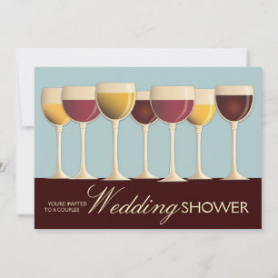 Wineglass Selection Couples Wedding Shower in Teal Invitation