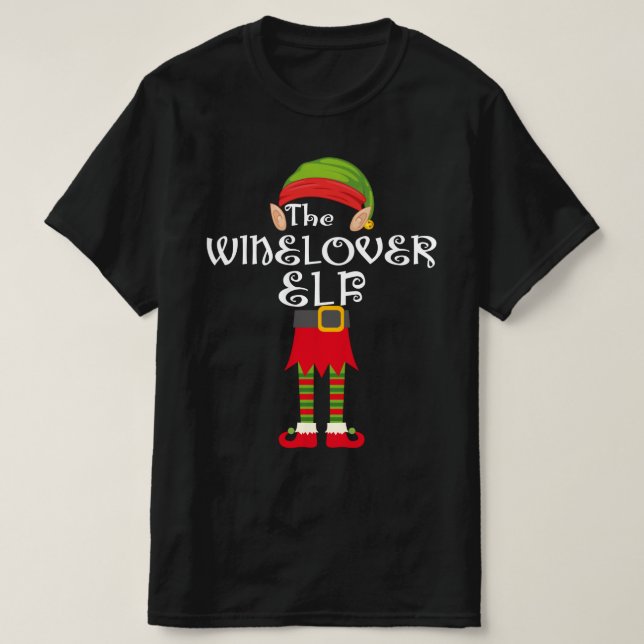 winelover elf family matching christmas T-Shirt (Design Front)
