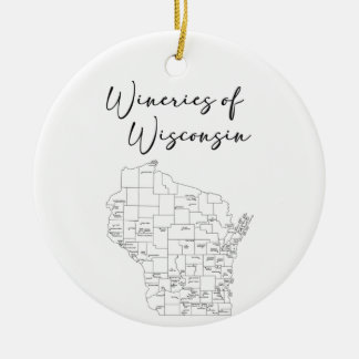 Wineries of Wisconsin Ceramic Tree Decoration