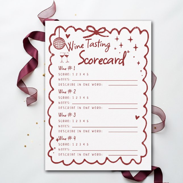 Winery Bachelorette Party 4 Wine Tasting Scorecard (winery bachelorette party invitation wine tasting scorecard girls trip weekend napa sonoma)