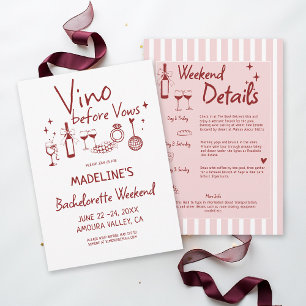 Winery Bachelorette Wine Tasting Stripes Itinerary Invitation