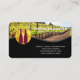 Winery   Bottles of Wine Fork Logo   Vineyard Business Card