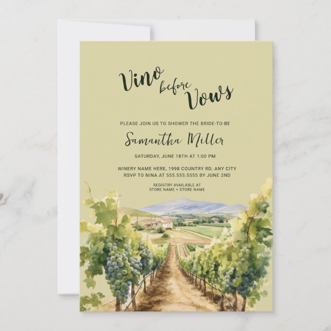 Winery Bridal Shower Invitation (Front)