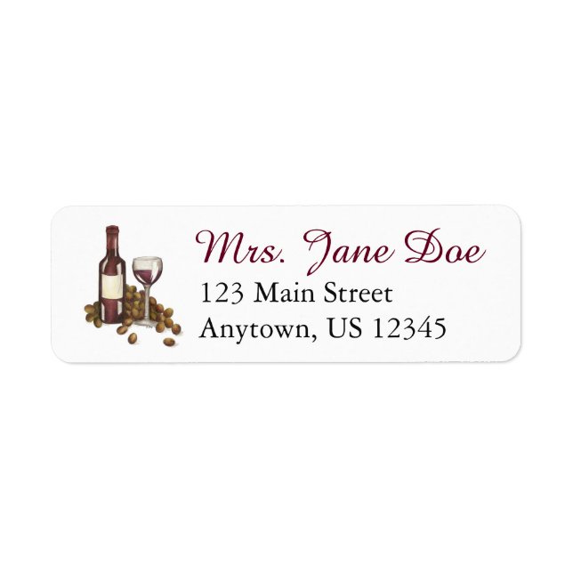 Winery Glass Bottle Wine Winery Address Labels (Front)