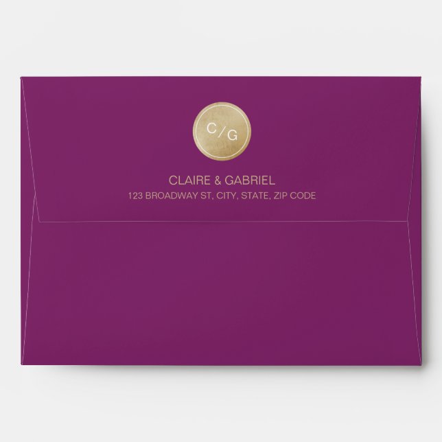 Winery minimalist modern monogram return address envelopes (Back (Top Flap))