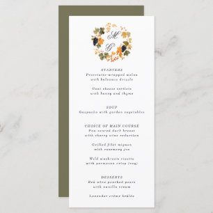 Winery Monogram Fall Wreath Vineyard Wedding Menu