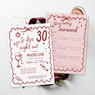 Winery Night Out Wine Tasting Chic 30th Birthday Invitation