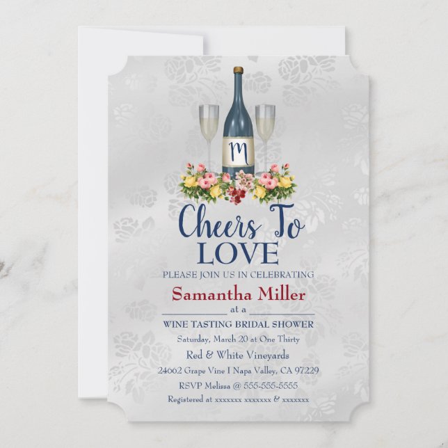 Winery Or Wine Bridal Shower Invitation (Front)