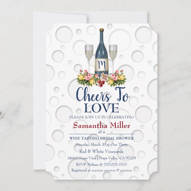 Winery Or Wine Bridal Shower Invitation (Front)