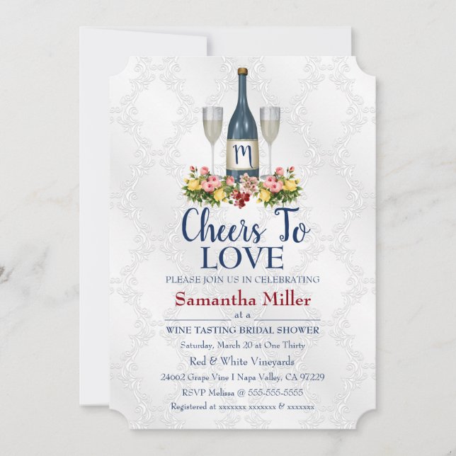 Winery Or Wine Bridal Shower Invitation (Front)