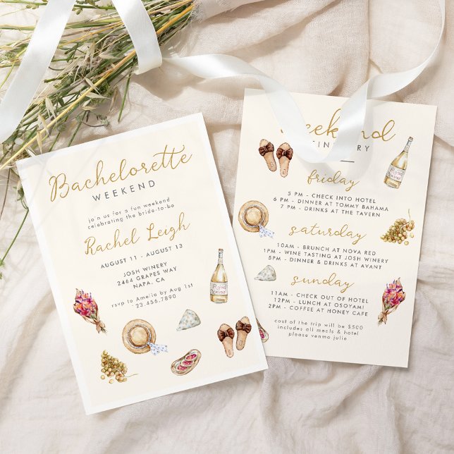 Winery Picnic Bachelorette Weekend Invitation (Creator Uploaded)