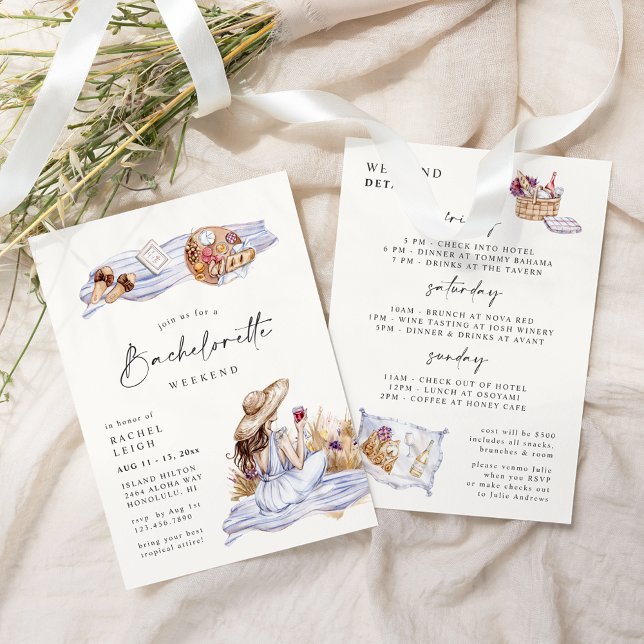 Winery Picnic Cottage Bachelorette Weekend Invitation (Creator Uploaded)