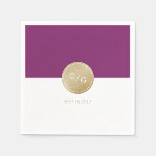Winery purple minimalist modern wedding monogram napkin