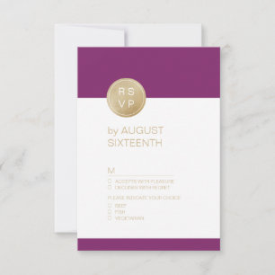 Winery purple minimalist modern wedding RSVP