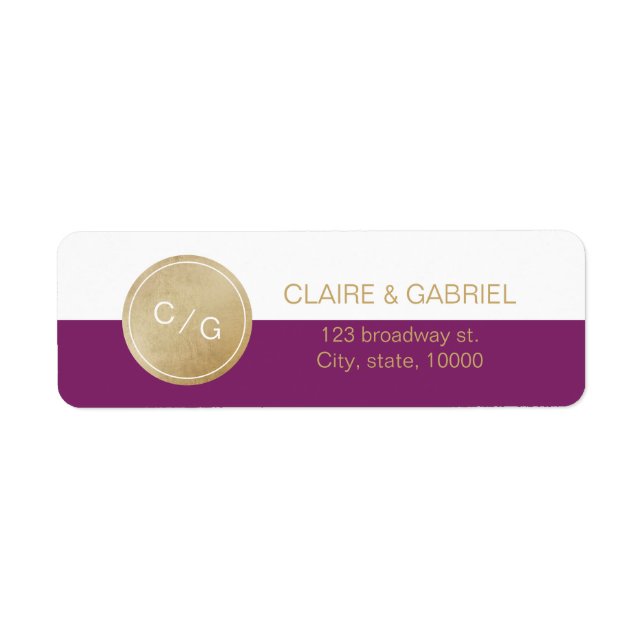 Winery purple modern wedding return address (Front)