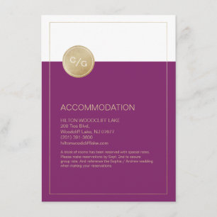 Winery simple modern wedding accommodation card