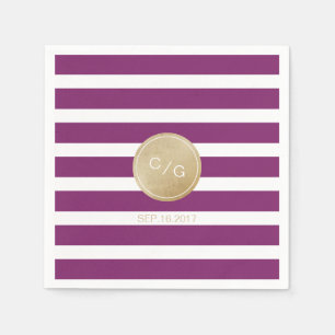 Winery stripes simple modern wedding monogram napkin