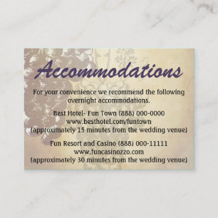 Winery Tuscan Wedding Accommodation Cards