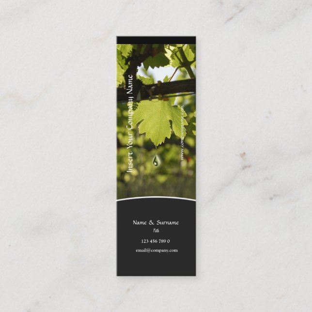 Winery vineyard grape business profile skinny mini business card (Front)