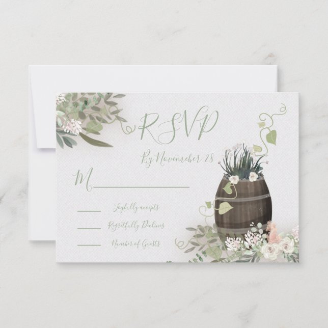 Winery Vineyard Wedding response cards RSVP (Front)