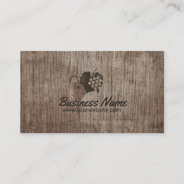 Winery Vineyard Wine Vintage Wood Background Business Card (Front)