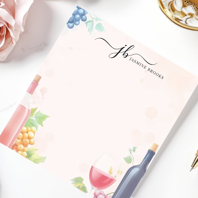 Winery Watercolor Wine Grapes Personalised Notepad (Creator Uploaded)