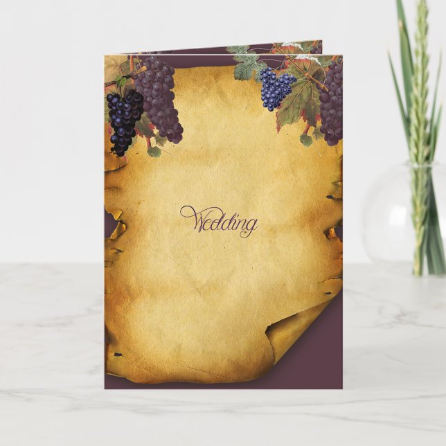 Winery Wedding Grape Vine Folded Invitation (Winery Wedding Invitation)
