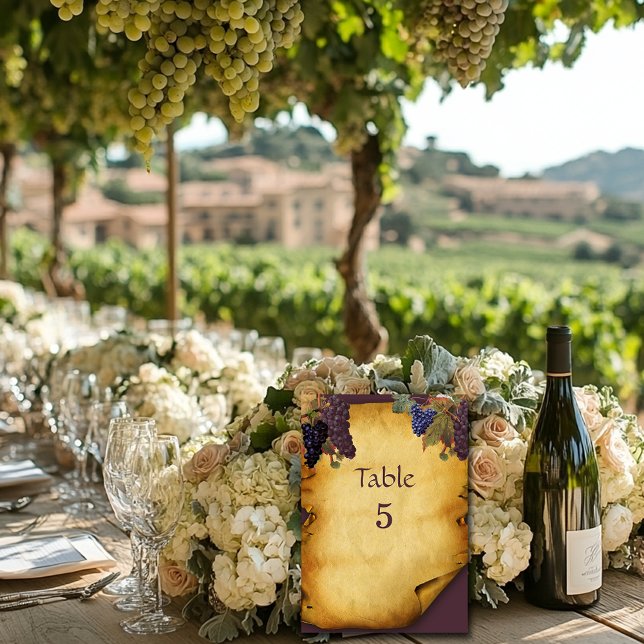 Winery Wedding Grape Vines Rustic Paper  Table Number (Creator Uploaded)