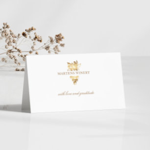 Winery Wine Business Gold Grapes Thank You Card