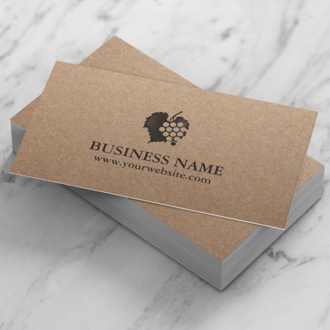 Winery Winemaker Sommelier Rustic Kraft Wine Business Card (Creator Uploaded)