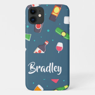 Wines and bubbles on blue Case-Mate iPhone case