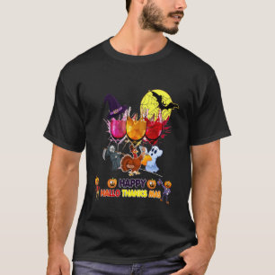 Wines Glass Thankgiving   Happy Hallothanksmas T-Shirt