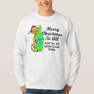 Winey Cat Christmas "...And To All Some Good Wine" T-Shirt