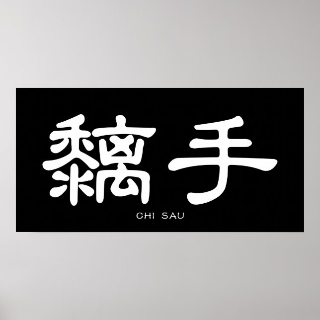 Wing Chun Chi Sau White Chinese Calligraphy Poster (Front)